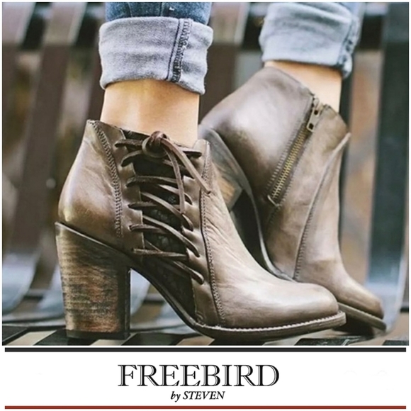 Freebird by Steven Shoes - Sassy Corsetted Freebird Distressed Leather Bootie